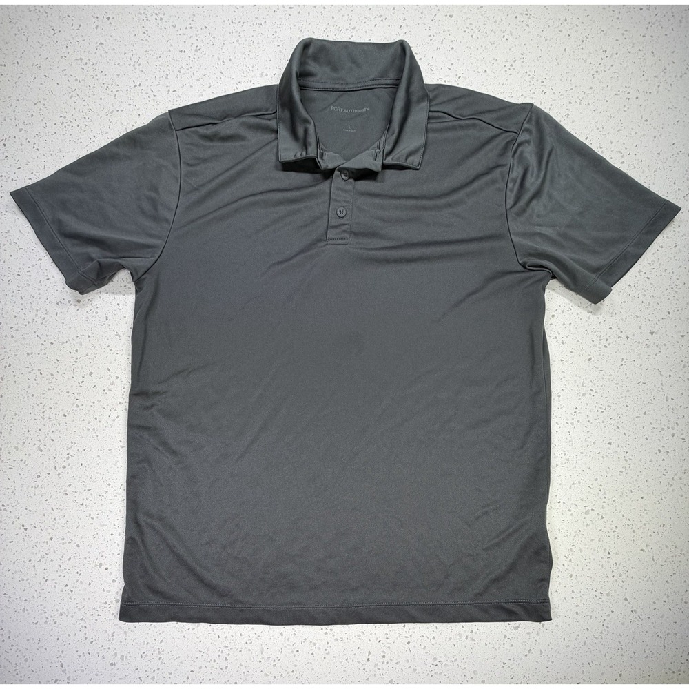 2pc bundle Port Authority Gray Men's Regular Fit Short Sleeve Polo Shirt size L
